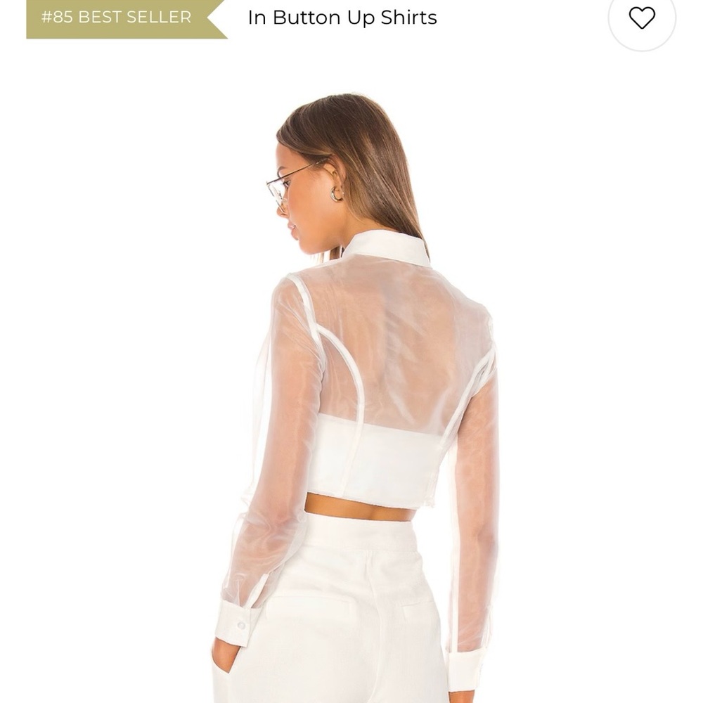 Superdown Transparent White Button-Down Crop Shirt - image 2